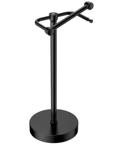 RARXTR Toilet Paper Holder Stand, Modern Bathroom Free Standing Toilet Paper Roll Holder, Stainless Steel Tissue Rack, Rust-Proof & Heavy Stable Base (Matte Black) - color: Matte Black, size: Free Standing