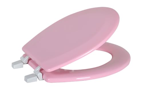 American Dream 17" MDF Toilet Seat – Pink Finish, Durable Medium-Density Fiberboard Construction with Easy-Install Hardware and Standard Round Fit - color: Pink