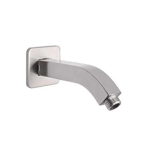 Shower Arm with Flange and Teflon Tape, Wall Mounted Square Shower Pipe 304 Stainless Steel Extension Arm for Fixed Shower Head & Handheld Shower (6 Inch, Brushed Nickel) - color: Brushed Nickel, style: 6 Inch