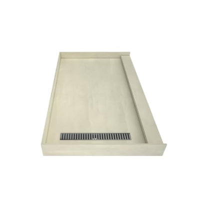 Redi Trench 36 In x 60 In Single Curb Tileable Shower Pan with Left Drain and Linear Brushed Nickel Grate - color: Left Drain, Single Curb, Brushed Nickel