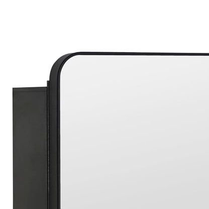 Black Bathroom Medicine Cabinet with Round Corner Framed Door, 40 x 25.5 inch, Recessed or Surface Mount, with Adjustable Glass Shelves - size: 40 x 25.5 inch