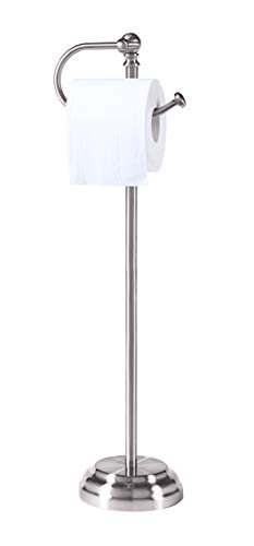 SunnyPoint Classic Bathroom Free Standing Toilet Tissue Paper Roll Holder Stand - color: Brush Chrome