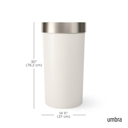 Umbra Vento Kitchen Trash Can, Open Top Bin, 16.5 Gallon, Sand/Nickel | Brushed metal accents, bag concealing design, easy wipe clean, fits home and office, durable plastic - color: Sand/Nickel