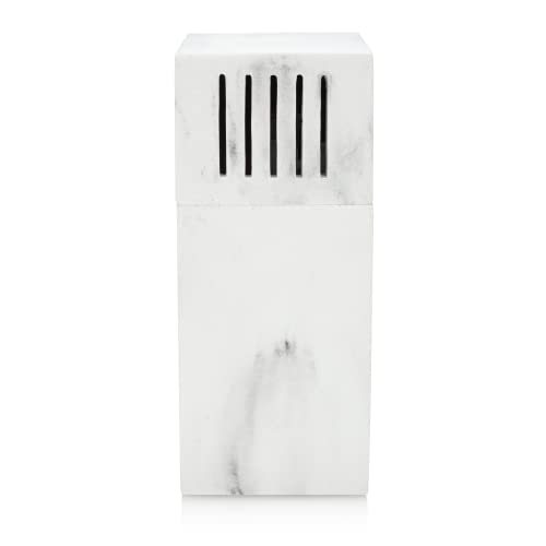 Toothbrush Holder with Lid, Elegant White Marble Bathroom Toothbrush & Toothpaste Organizer – Blanc Collection - color: White Marble