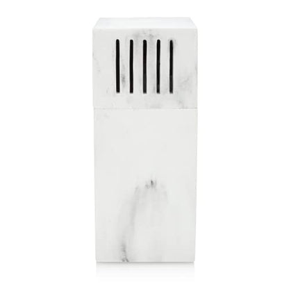 Toothbrush Holder with Lid, Elegant White Marble Bathroom Toothbrush & Toothpaste Organizer – Blanc Collection - color: White Marble