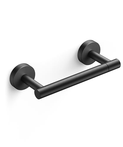 FORIOUS Commercial Toilet Paper Holder Wall Mount Bathroom Tissue Holder | Matte Black | SUS304 Stainless Steel Rustproof | Double Post Pivoting Toilet Paper Roll Holder | Screw-In | Round Base - color: Matte Black