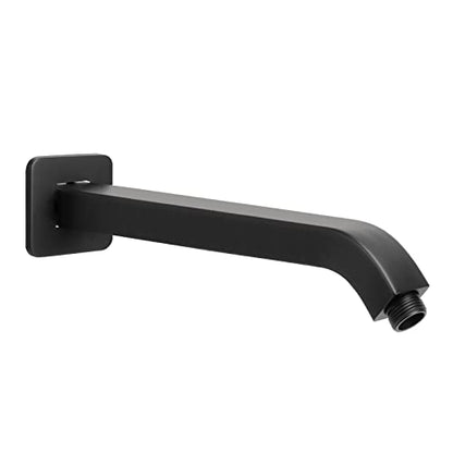 Shower Arm with Flange and Teflon Tape, Wall Mounted Square Shower Pipe 304 Stainless Steel Extension Arm for Fixed Shower Head & Handheld Shower (10 Inch, Matte Black) - color: Matte Black, style: 10 Inch