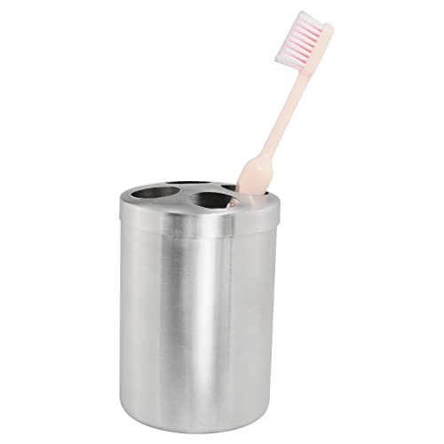Stainless Steel Toothbrush Cup Holder Round Metal Tumbler Cup for Bathroom Vanity Countertops Rinsing, Drinking, Storing Dental Accessories and Organizing Makeup Brushes
