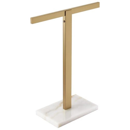 KOKOSIRI Hand Towel Holder Stand Towel Rack with Marble Base for Bathroom Kitchen Vanity Countertop, Champagne Bronze Stainless Steel 15.7'' Height THS0002-SM-CPG - color: Champagne Bronze, size: 1-Bar