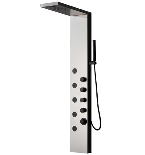 Shower Wall Panel Rainfall Bathroom Shower Tower with 4-Functions, Rainfall Body Massage, Wall Mount Brushed Nickel - color: Brushed Nickel