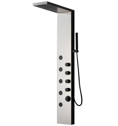 Shower Wall Panel Rainfall Bathroom Shower Tower with 4-Functions, Rainfall Body Massage, Wall Mount Brushed Nickel - color: Brushed Nickel