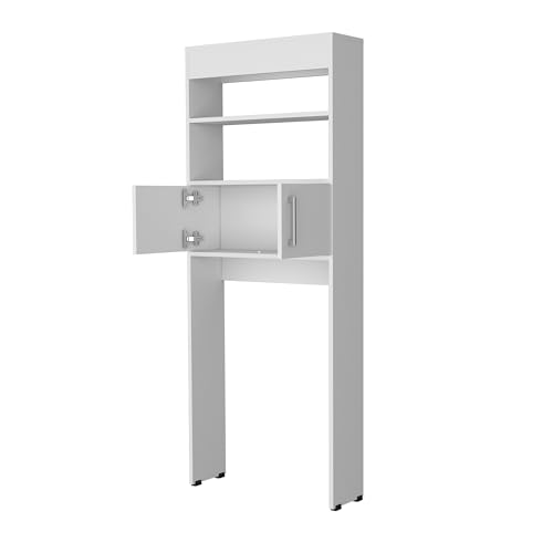 Over-The-Toilet Bathroom Storage Cabinet with Shelves, Space-Saving Bathroom Organizer with 2 Doors, Tall Toilet Shelf Cabinet for Bathroom Storage & Organization