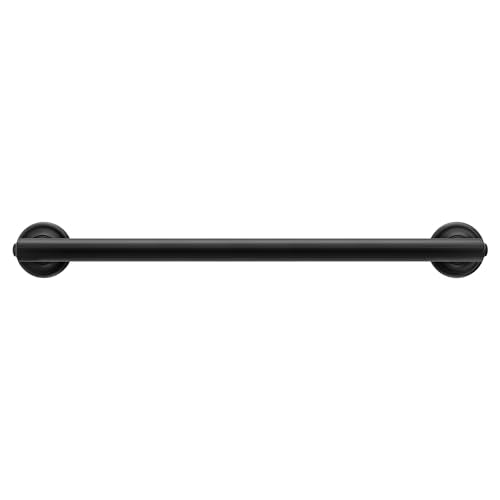 Moen Matte Black 24-Inch Bathroom Safety Grab Bar with Concealed Screws for Elderly Shower Support, R8724BL