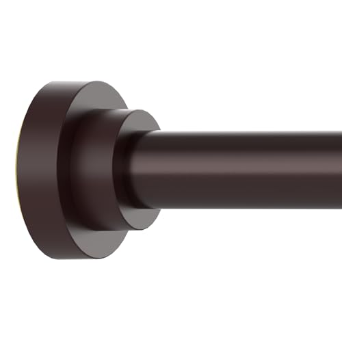 Thestoa Brown Shower Curtain Rod Adjustable 43-66 inch, 1"Diameter Spring Tension Curtain Rod No Drill, Anti-Rust Non-Slip Shower Rod for Bathroom Tension Rod - color: Brown, size: 43"- 66"