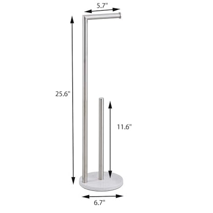 Marble Toilet Paper Holder Stand - Brushed Nickel, Freestanding with Storage, Floor Stand, Silver Toilet Roll Holder, Standing Paper Towel Holder - color: Brushed Nickel