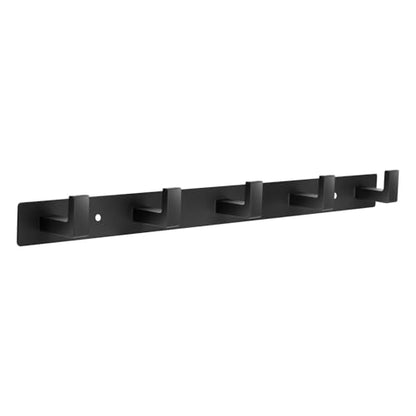 Coat Rack Wall Mount, Metal Coat Hanger with 5 Hooks, Black, 1 Pcs | Heavy Duty, Matte Finish, Includes 5 Long Thick Hooks, for Entryway, Doorway, Bedroom, Bathroom, Living Room, Closet, RV