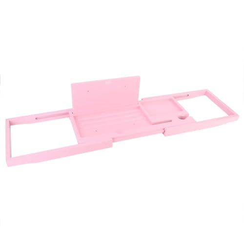 JEOZBM Bath Tray, Bamboo Bath Table Tray, Retractable Bathtub Shelf,Bathtub Caddy Tray, Expandable Bathroom Accessories for Wine, Phone, Book(90CM-Rose) - color: Rose