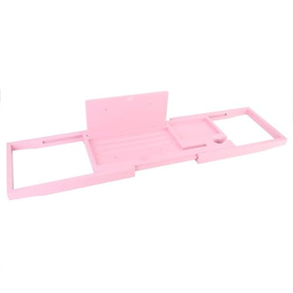 JEOZBM Bath Tray, Bamboo Bath Table Tray, Retractable Bathtub Shelf,Bathtub Caddy Tray, Expandable Bathroom Accessories for Wine, Phone, Book(90CM-Rose) - color: Rose