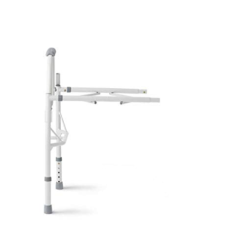 Medline Adjustable Steel Drop-Arm Bedside Commode, Portable Bedside Toilet, 350 lb Weight Capacity Removable 7.5 QT. Bucket, Toilet Chair For Elderly, Tool-Free Assembly