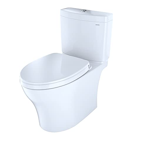 TOTO Aquia IV WASHLET+ Two-Piece Elongated Dual Flush 1.28 and 0.9 GPF Toilet with CEFIONTECT, Cotton White - MS446124CEMGN#01