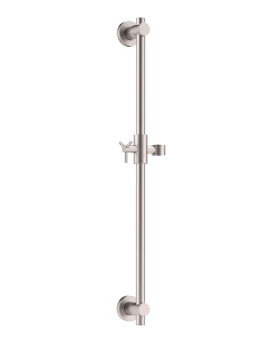 HammerHead Showers® Solid Metal 27.5 Inch Shower Slide Bar for Hand Held Shower Heads, Brushed Nickel | Adjustable Height Showerhead with Hose Rail System | Easily Adjust Height & Angle of Handshower - color: Brushed Nickel