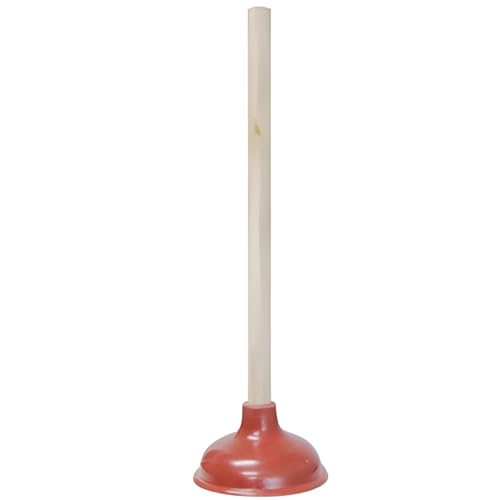 Bexter 19-Inch Toilet Plunger, Pack of 2 – Wooden Handle & Heavy-Duty Rubber Cup for Toilets, Sinks & Drains – Auburn