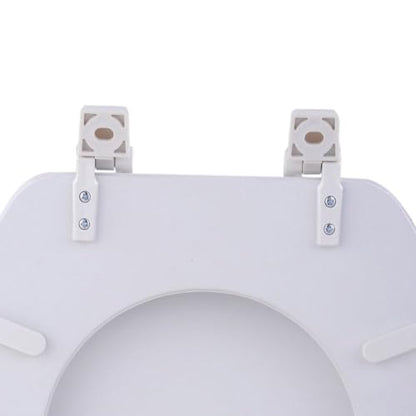 PowerSellerUSA Vinyl Round Soft Toilet Seat, Adjustable Hinges Toilet Seats with Non Slip Grip Tight Bumpers, Standard Heavy Duty Plastic Bathroom Toilet Seat Close Lid Set, White - color: White - Vinyl, size: 17" Standard