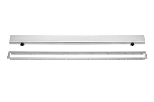 Schluter Kerdi-Line Brushed Stainless Steel Grate Assembly, 20" Length | Ideal for Tile and Stone Coverings, Thick Coverings, Solid Design, 3/4" Frame - KL1AR19EB50