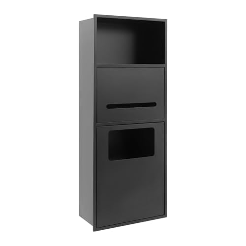 Recessed Toilet Paper Holder, Stainless Steel Shower Nich, Waterproof Bathroom Niche, Built-in Hidden Trash Can Tilt Out Trash Bin Cabinet for Kitchen Living Room Bedroom Hotel Residential (Black) - color: Black