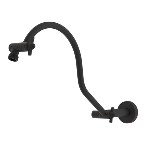 Hibbent All Metal Upgraded 18'' Shower Head Extension Arm, Shower Arm with Flange, Brass Flexible Height & Angle Adjustable Shower Extender with Lock Joint, Universal Connection, Oil Rubbed Bronze - color: Oil Rubbed Bronze
