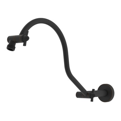 Hibbent All Metal Upgraded 18'' Shower Head Extension Arm, Shower Arm with Flange, Brass Flexible Height & Angle Adjustable Shower Extender with Lock Joint, Universal Connection, Oil Rubbed Bronze - color: Oil Rubbed Bronze