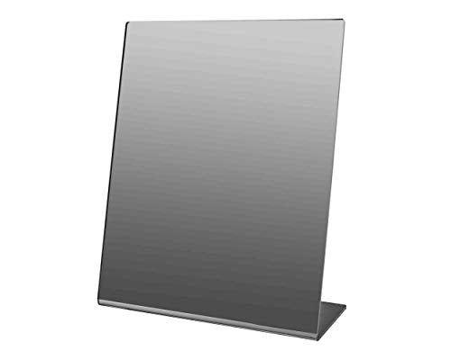 Marketing Holders 8x10 Inch Acrylic Mirror Counter Slanted Back L Shape Vertical Easel Mirrors No Assembly Teens Bathroom Hair Salon Piercing Kiosk Home or Work Desk Makeup Mirrors - size: 10"L x 8"W