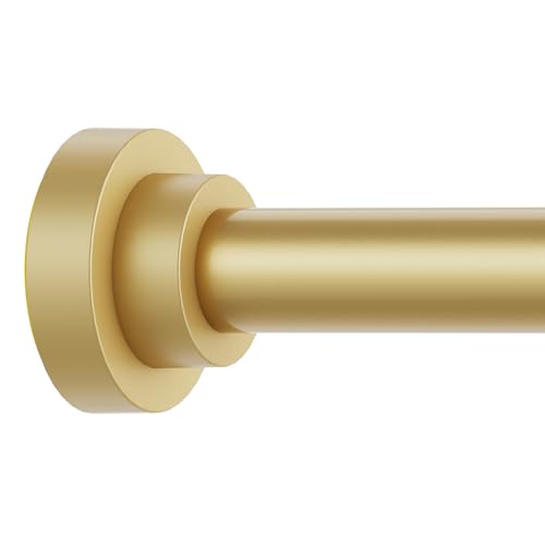 Thestoa Gold Shower Curtain Rod Adjustable 43-66 inch, 1"Diameter Spring Tension Curtain Rod No Drill, Anti-Rust Non-Slip Shower Rod for Bathroom - color: Gold, size: 43"- 66"