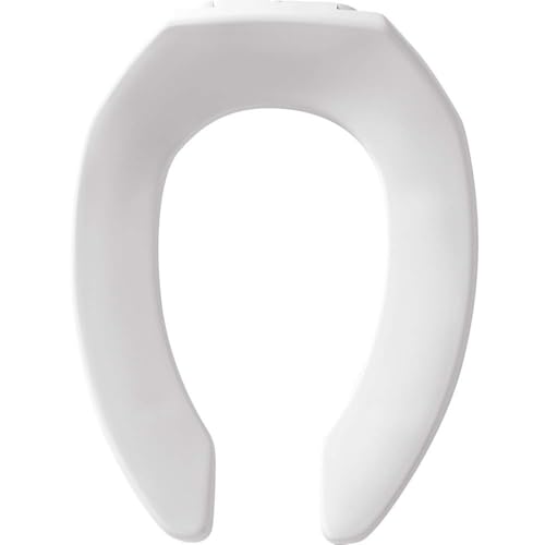 BEMIS 1955SSCT Commercial Open Front Plastic Toilet Seat, Heavy Duty Industrial No Slam Seat without Lid, Secure Installation, Made in USA, Elongated, White - size: Elongated