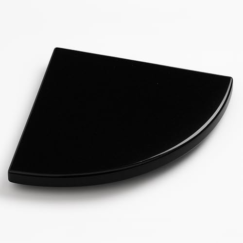9 Inch Super Black Engineered Marble Corner Shower Shelf Bathroom Caddy, Wall Mounted Shower Shelf, Classic Flatback Design (1)