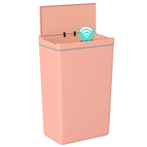 BestOffice 13 Gallon Trash Can Automatic Kitchen Trash Can Touch Free High-Capacity Garbage Can with Lid for Bedroom Bathroom Home Office 50 Liter (Black, 1) (1, Pink) - color: Pink