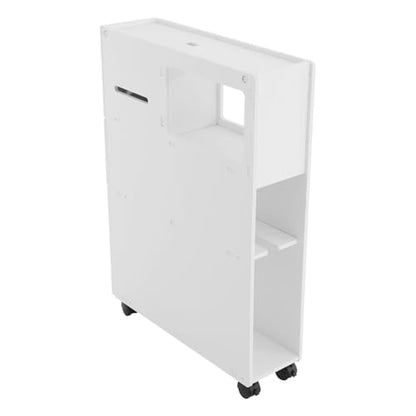 Bathroom Storage Cabinet with Wheels, 30in PVC Narrow Floor Storage Cabinet, Small Bathroom Storage Cabinet with Drawers for Bathroom, Toilet, Bedroom, Laundry Room, Kitchen(White) - size: 30in with Wheels