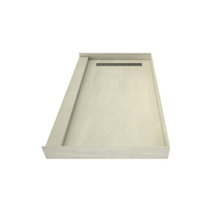 Redi Trench 36 In x 60 In Single Curb Tileable Shower Pan with Left Drain and Linear Brushed Nickel Grate - color: Left Drain, Single Curb, Brushed Nickel