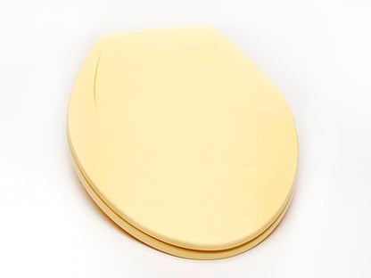 2Q1E6-50 Builder Grade Slow Close Plastic Toilet Seat with Vari Adjust Lok-Down R'N'C Hinge and Quik-Lok Mounting Hardware, Elongated, Yellow - color: Yellow, style: Elongated