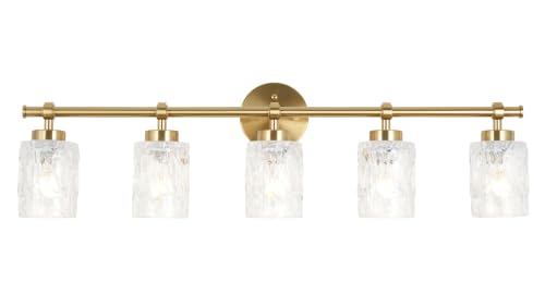ALICE HOUSE 35-Inch Vanity Lights for Bathroom, Brushed Brass Modern Bathroom Light Fixtures Over Mirror, AL5095-W5 - size: 5 Light