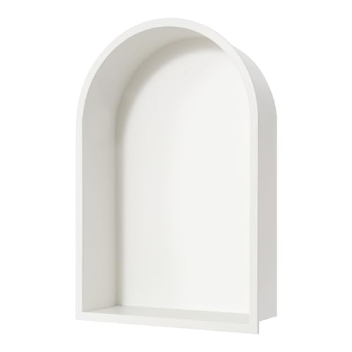 Recessed Arched Shower Niche, 12" X 18" Stainless Steel Shower Niche, Stainless Steel Bathroom Shelf, NO Tile Needed Bathroom Storage for Shower Wall (White) - color: White