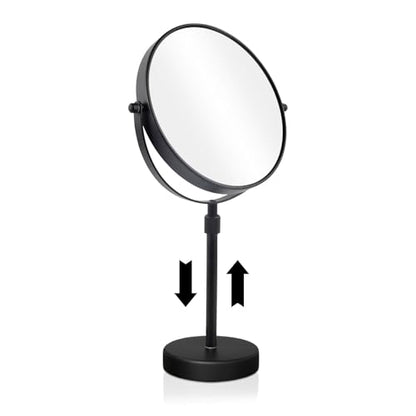 Nicesail 19 Inch Tall Makeup Mirror with 10X Magnification, 8 Inch Magnifying Mirror Tabletop with Pedestal, Height Adjustable Black (8 Inch, 10X) - color: No Light-black-10x