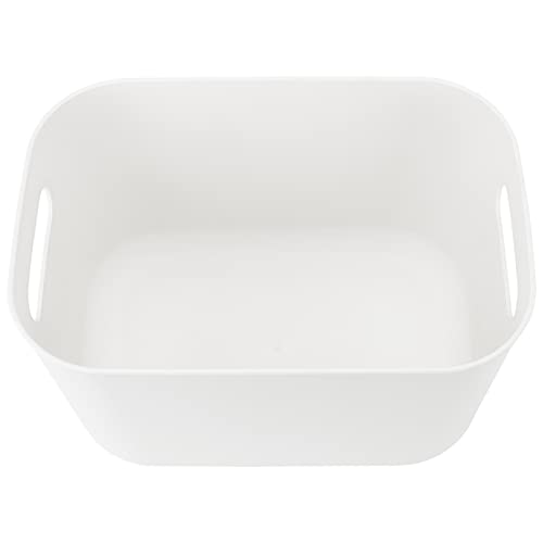 JOIKIT 6 Pack White Storage Bins with Lid, 10 x 7 x 6.3 Inch Bathroom Kitchen Organizer Bin with Cap, Plastic Vanity Storage Bins for Hand Soap Body Washes Towels Shampoos Lotions Bath Balls - size: 6PCS with Lid