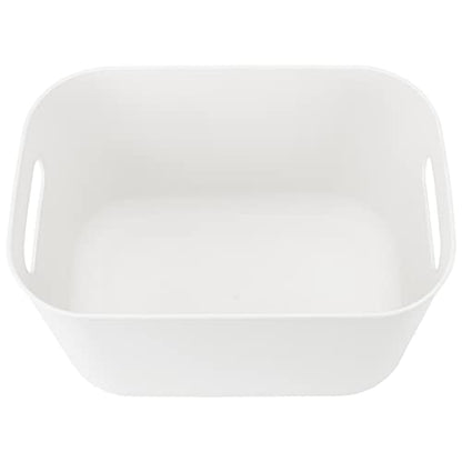 JOIKIT 6 Pack White Storage Bins with Lid, 10 x 7 x 6.3 Inch Bathroom Kitchen Organizer Bin with Cap, Plastic Vanity Storage Bins for Hand Soap Body Washes Towels Shampoos Lotions Bath Balls - size: 6PCS with Lid