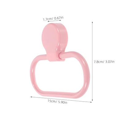 LALAFINA 2pcs Self-Adhesive Plastic Towel Ring Hand Towel Holder for Bathroom and Kitchen No-Drill Mounting Bathroom Hardware