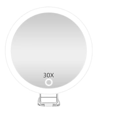 Magnifying Mirror with Light 30x, Lighted Rechargeable Adjustable Brightness Handheld Makeup Mirror with Suction Cup,Foldable Dimmable Portable Travel Mirrors for Wall Tabletop Desk Bathroom