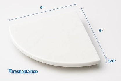 9 Inch Super White Engineered Marble Corner Shower Shelf Bathroom Caddy, Wall Mounted Shower Shelf, Classic Flatback Design (1)