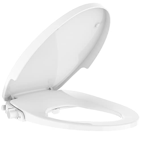 Bidet Toilet Seat for Elongated Toilet, Non-Electric Bidet With Self Cleaning Dual Nozzles, Bidet Attachment With Soft Close Lid，Feminine Hygiene Toilet Seat Cover for Women，Easy Installation