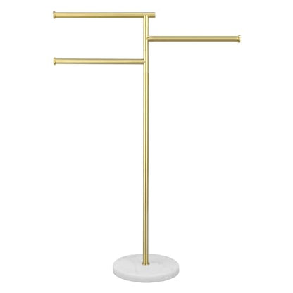KES 40-Inch Freestanding Towel Rack with Weighted Marble Base, Brushed Gold | 10.2 Lb Natural Stone Base, 3 Swivel Arms, SUS304 Stainless Steel, Anti-Slip, Quick-Dry Design - color: Brushed Gold, size: 3 Arms