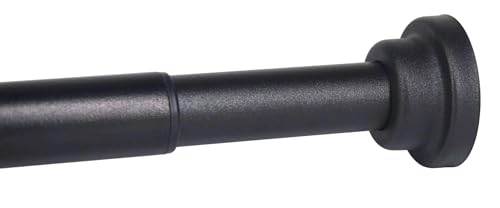 Shower Curtain Rod 43-78 inch,Adjustable Heavy Duty Spring Tension Curtain Rod,ShowerTelescoping Rod,Black,No Drilling - color: Black, size: 43 to 78